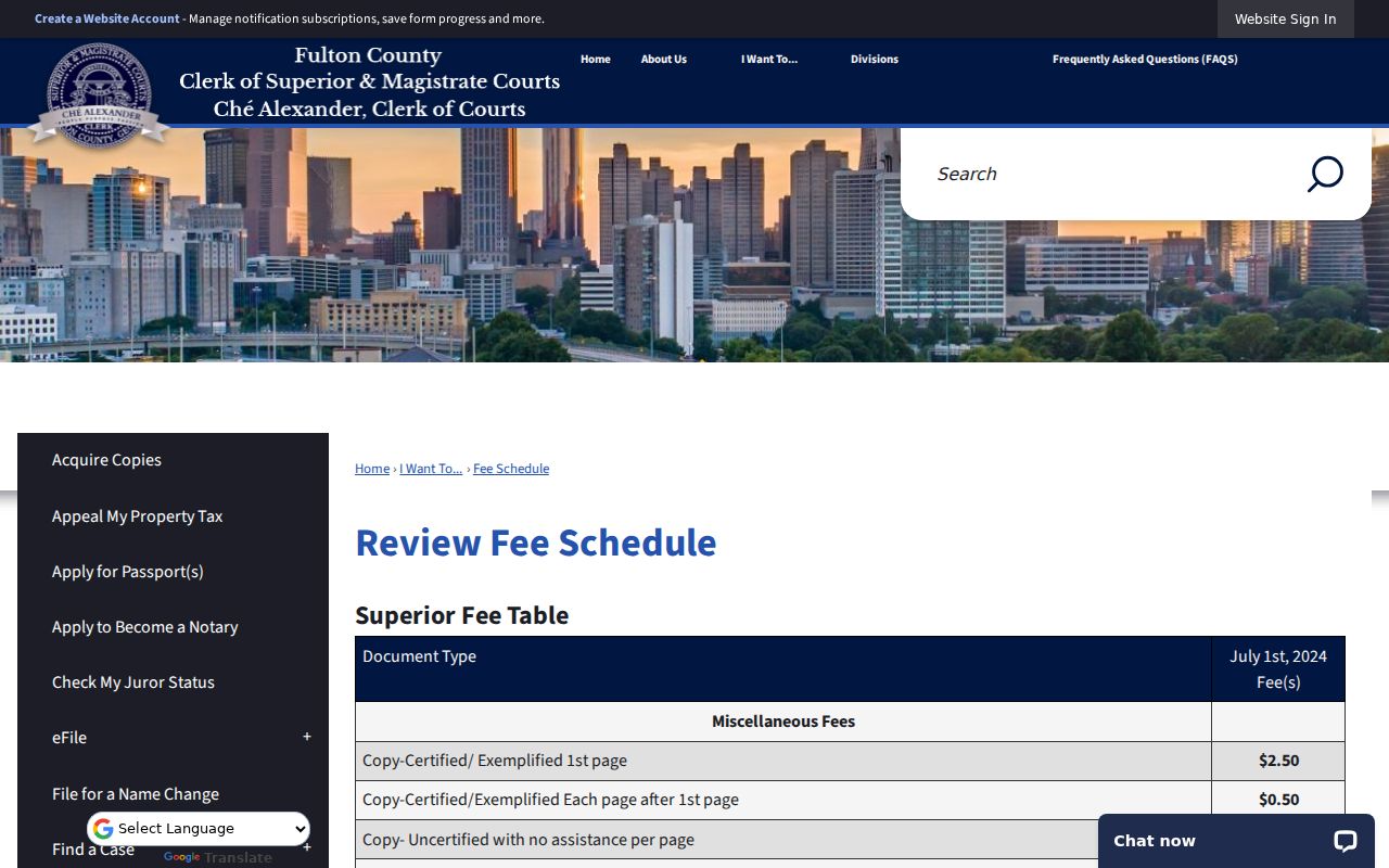 Fulton Clerk fee schedule for Milton public records copies