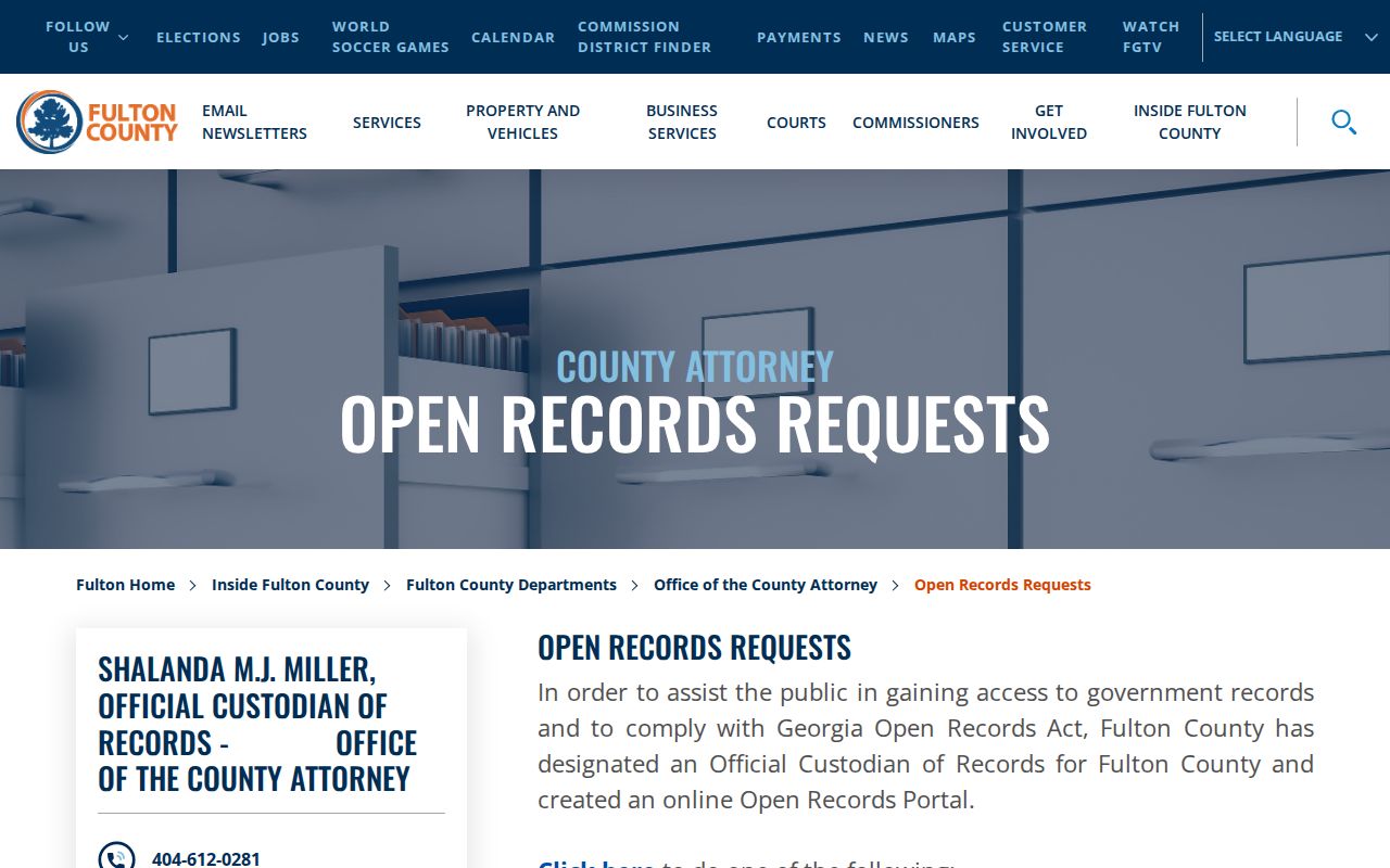 Fulton County request portal for Milton public records